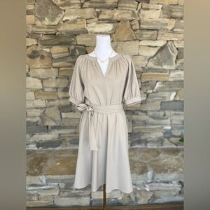 NWT Calvin Klein dress, beige, short sleeve size 6.